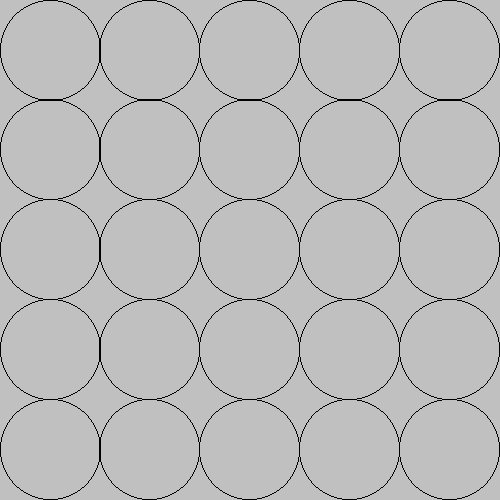 five by five grid of circles