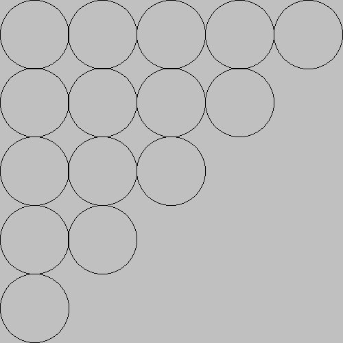 upper left triangle of circles