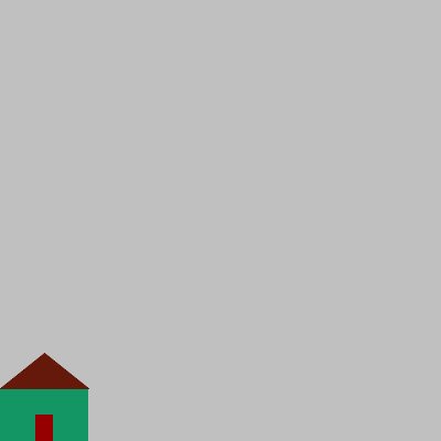 Simple image of a house, lower left corner