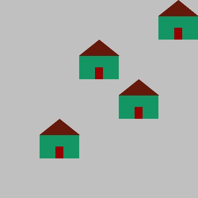 Simple image of a house, shifted to various locations