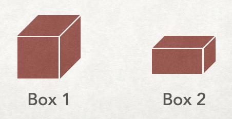 Two boxes with visibly different dimensions